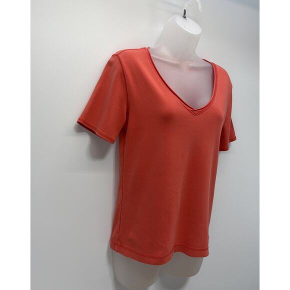 Chicos Shirt Womens Size S (Chicos 0) Orange V-Neck Short Sleeve Tee - Picture 3 of 5